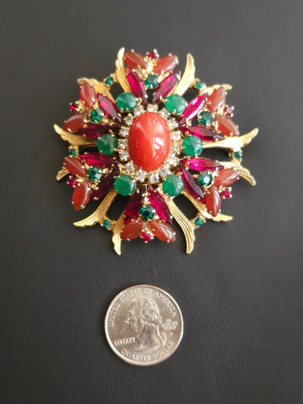 Vintage D&E Juliana Egyptian Revival Rhinestone Brooch Book Piece